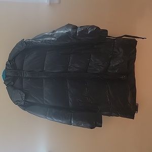 FTF Plus Size Black PU Trench Puffer Coat Size 2X